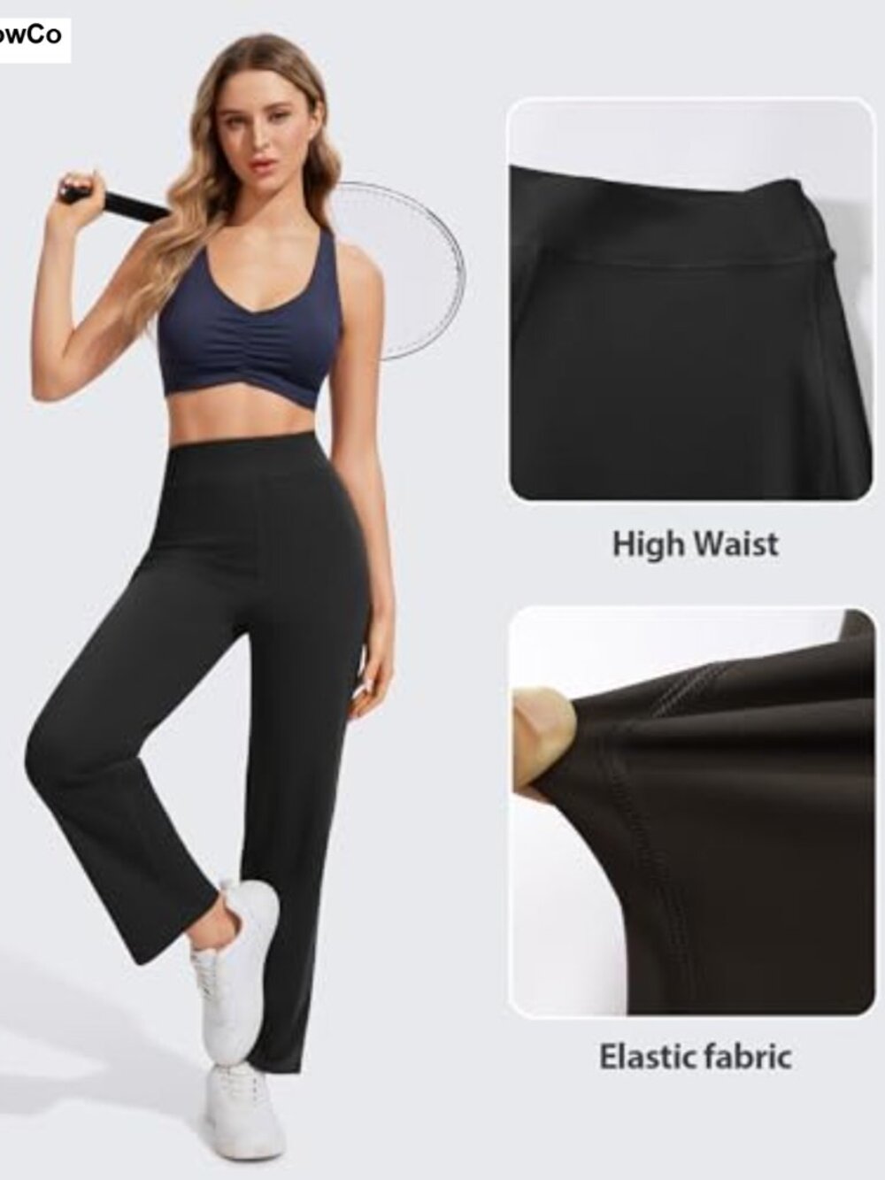 High Waist Wide Leg Yoga Pants for Women Stretchy 4-Way Athletic Lounge - Picture 3 of 6
